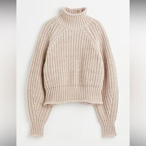 H&M Cozy Cream Turtleneck Chunky Cocoon Oversized Sweater XXL Great Condition